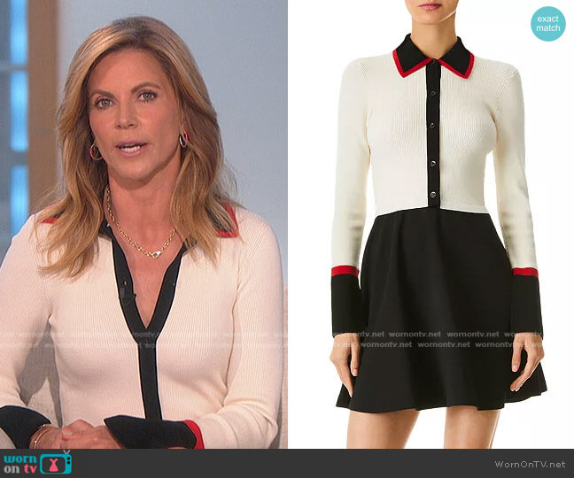 Alice + Olivia Trevor Mixed Media Dress worn by Natalie Morales on The Talk