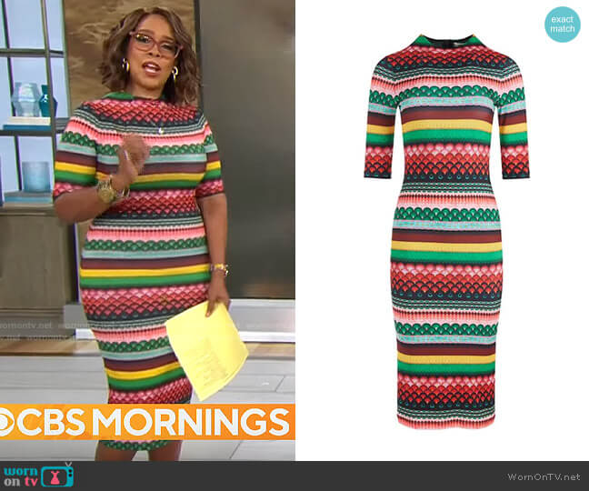 Alice + Olivia Delora Dress worn by Gayle King on CBS Mornings