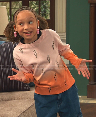 Alice’s pink ombre lightning bolt sweater on Ravens Home