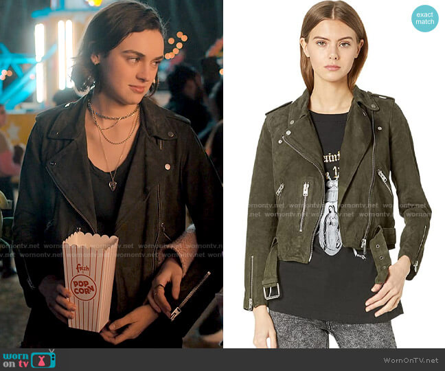 All Saints Balfern Jacket in Emerald Green worn by Lucy (Ava Capri) on Love Victor