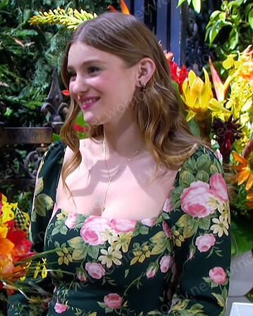 Allie’s green floral square neck dress on Days of our Lives