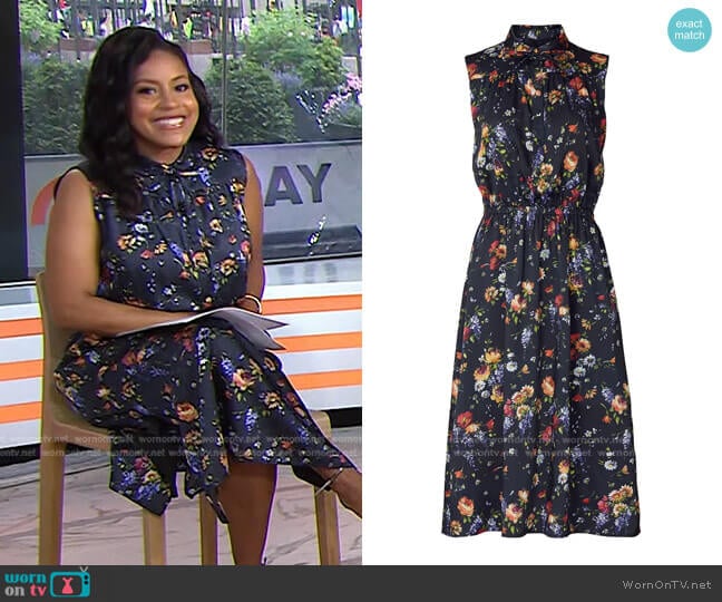 Adam Lippes Floral Shirt Dress worn by Sheinelle Jones on Today