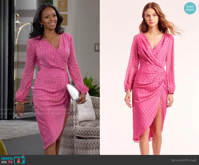 Amanda Uprichard Long Sleeve Roma Dress in Roseberry worn by Amanda Sinclair (Mishael Morgan) on The Young and the Restless
