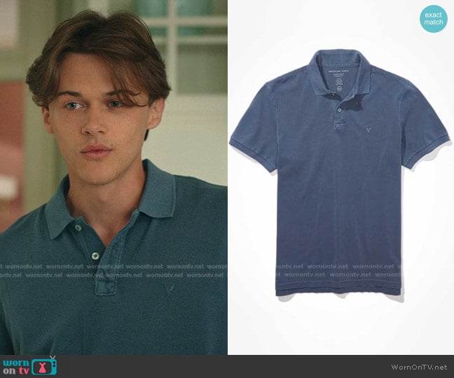 American Eagle Super Soft Vintage Icon Polo Shirt worn by Conrad (Christopher Briney) on The Summer I Turned Pretty