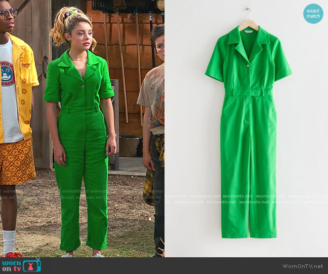 & Other Stories Belted Denim Jumpsuit worn by Destiny Baker (Mallory James Mahoney) on Bunkd