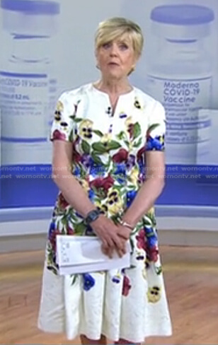 Anne Thompson’s white floral v-neck dress on Today