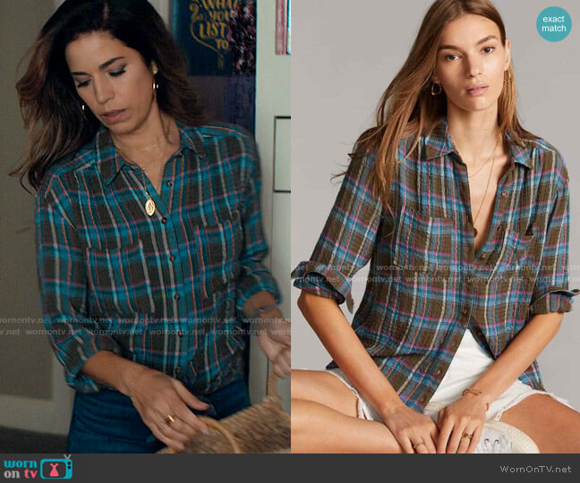 Pilcro Plaid Buttondown worn by Isabel Salazar (Ana Ortiz) on Love Victor
