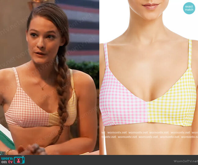 Aqua Colorblocked Bikini Top worn by Esme (Avery Kristen Pohl) on General Hospital