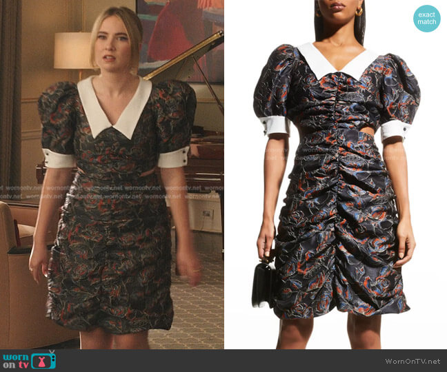 Autumn Adeigbo Jovanna Floral Brocade Dress worn by Amanda Carrington (Eliza Bennett) on Dynasty