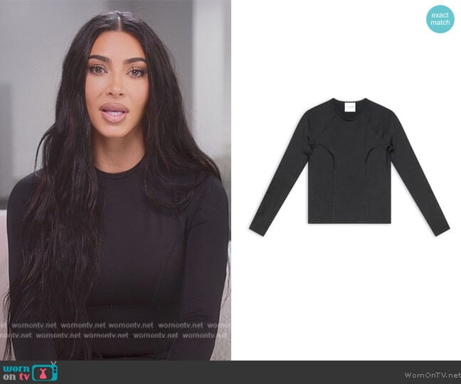 Balenciaga 3B SPORTS ICON FITTED LONG SLEEVE TOP worn by Kim Kardashian (Kim Kardashian) on The Kardashians