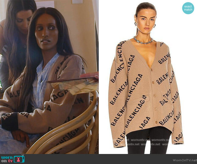 Balenciaga Long Sleeve Logo Cardigan worn by Chanel Ayan (Chanel Ayan) on The Real Housewives of Dubai
