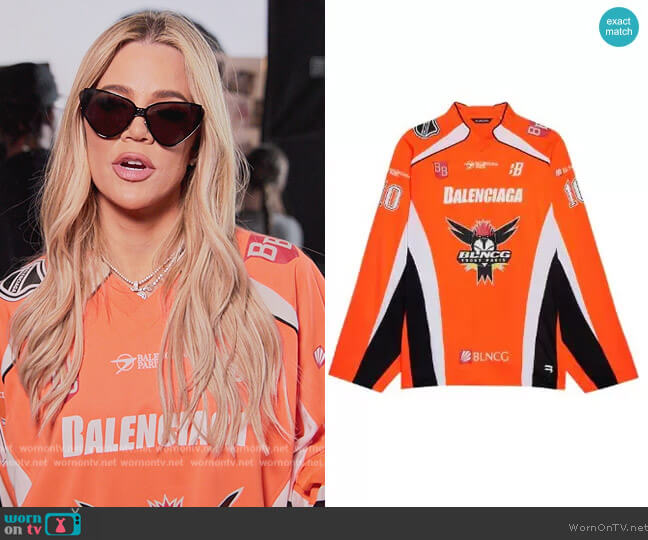 Balenciaga Hockey panelled long-sleeve T-shirt worn by Khloe Kardashian (Khloe Kardashian) on The Kardashians