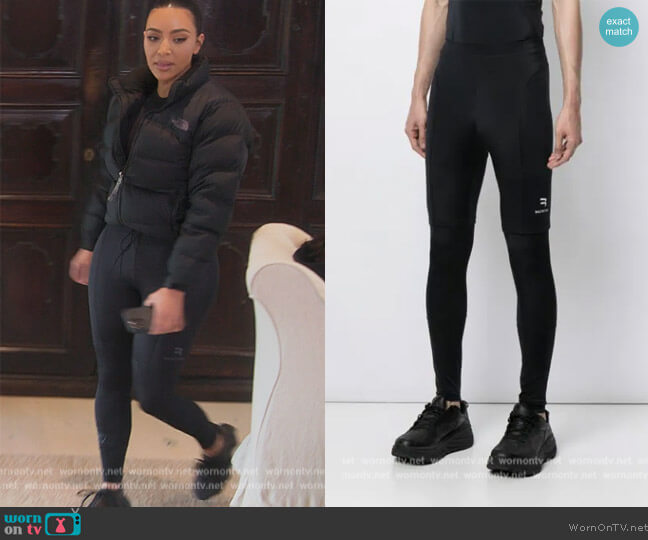 Balenciaga Trompe L'oeil short-effect leggings worn by Kim Kardashian (Kim Kardashian) on The Kardashians