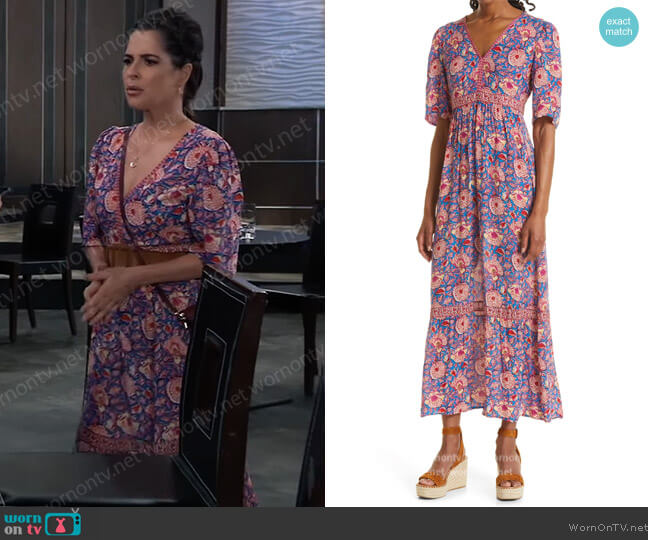 Ba&sh Vally Floral Print Dress worn by Sam McCall (Kelly Monaco) on General Hospital