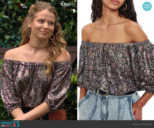 ba&sh Gustave Top worn by Summer Newman (Allison Lanier) on The Young and the Restless