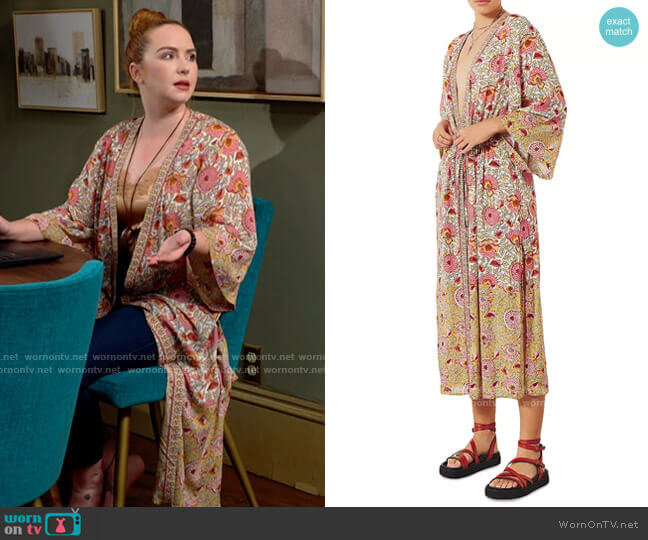 ba&sh Vini Kimono in Ochre worn by Mariah Copeland (Camryn Grimes) on The Young and the Restless