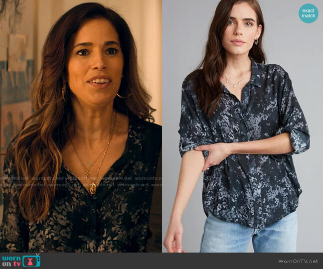 Bella Dahl Shadow Floral Button Down worn by Isabel Salazar (Ana Ortiz) on Love Victor