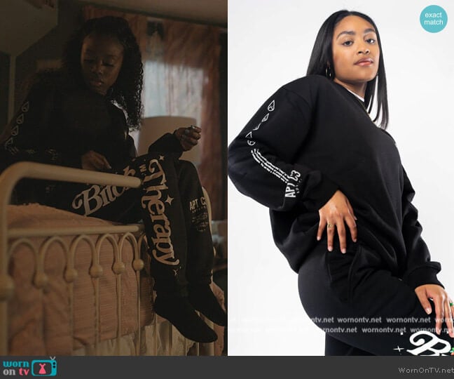 Apt C3 Bitch, I'm in Therapy Sweatshirt worn by Kiesha Williams (Birgundi Baker) on The Chi