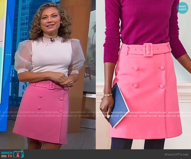 Boden Joanna Belted Skirt worn by Ginger Zee on Good Morning America