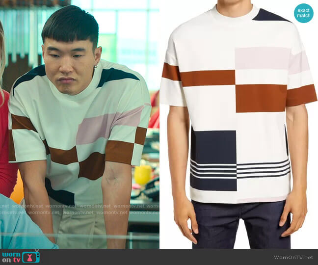 BOSS Tames Colorblock T-Shirt worn by Nicholas (Joel Kim Booster) on Loot