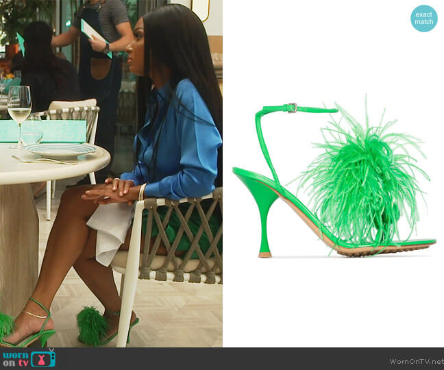 Bottega Veneta Feather dot sandals worn by Lesa Milan (Lesa Milan) on The Real Housewives of Dubai