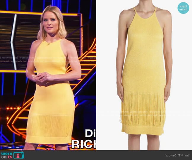 Bottega Veneta Knitted Fringed Midi Dress worn by Sara Haines on The Chase