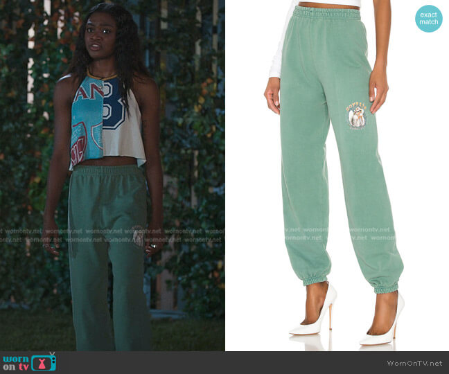 Boys Lie Sweatpants in Light Green worn by Calliope Burns (Imani Lewis) on First Kill