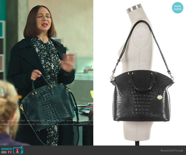 Brahmin Large Duxbury Satchel in Black Melbourne worn by Molly Novak (Maya Rudolph) on Loot