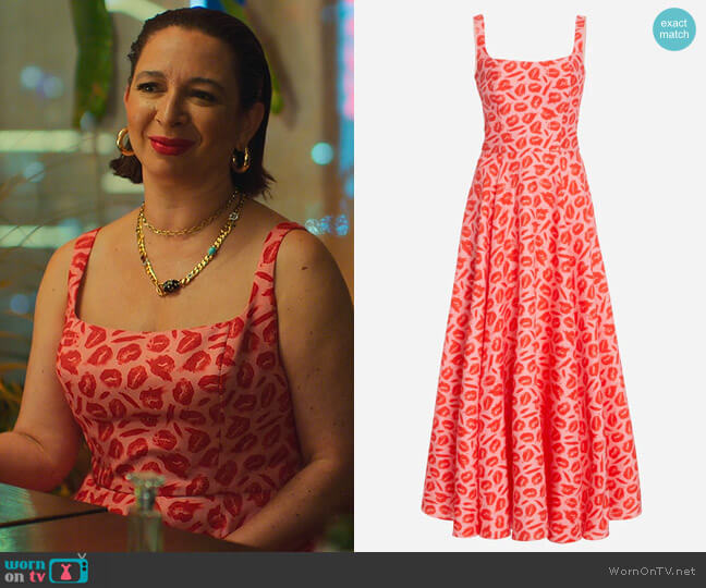 Brandon Maxwell Lip Print Dress with A-Line Skirt worn by Molly Novak (Maya Rudolph) on Loot