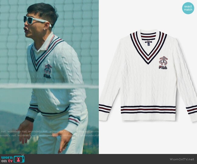 Brooks Brothers x Fila Lawn Tennis Sweater worn by Nicholas (Joel Kim Booster) on Loot