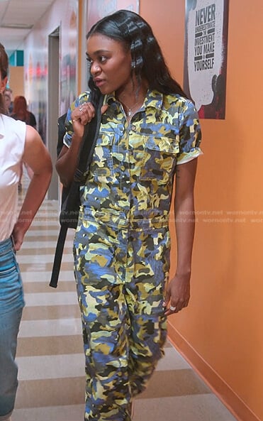 Cal’s camo utility jumpsuit on First Kill