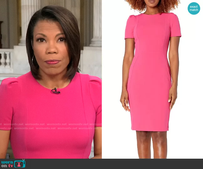 Calvin Klein Tulip Sleeve Sheath worn by Nikole Killion on CBS Mornings
