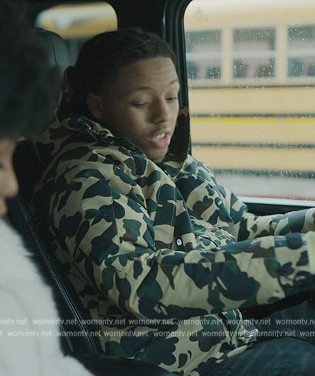 Jake’s camo print jacket on The Chi