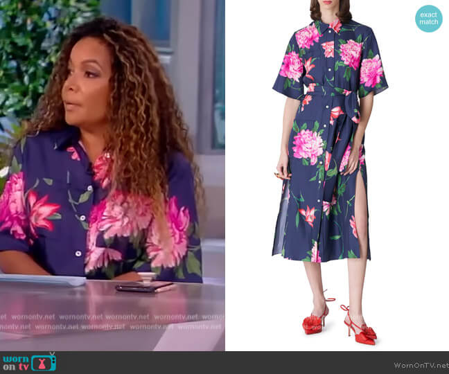 Carolina Herrera Floral Belted Silk Shirtdress worn by Sunny Hostin on The View