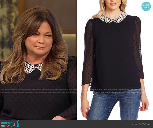 Cece Faux-Pearl Collar Top
