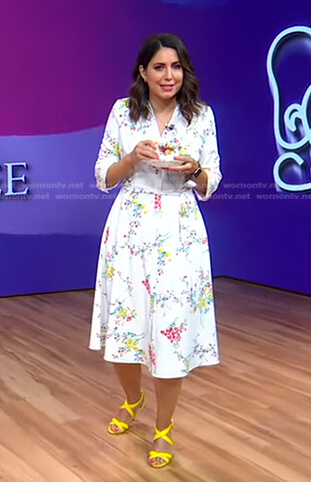 Cecilia’s white floral midi dress on Good Morning America