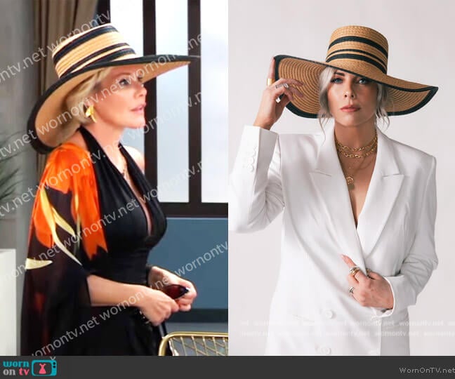 CEO Hat Club Brandi Straw Boater Hat in Black worn by Ava Jerome (Maura West) on General Hospital