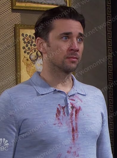 Chad’s blue long sleeve polo shirt on Days of our Lives