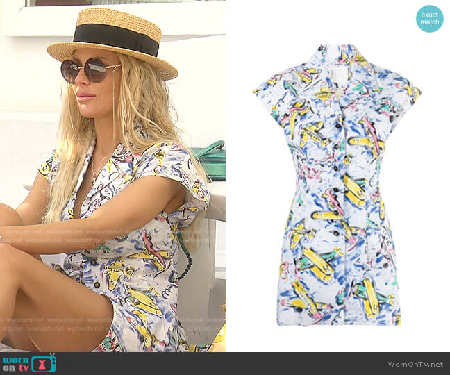 Chanel 1980-1990s Airplane-Print Dress worn by Dorit Kemsley on The Real Housewives of Beverly Hills