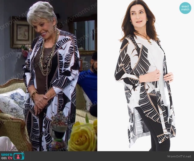 Chicos Leaf-Print Convertible Cardigan