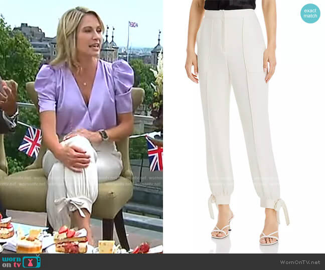 Cinq a Sept Janin Tie Hem Pants worn by Amy Robach on Good Morning America