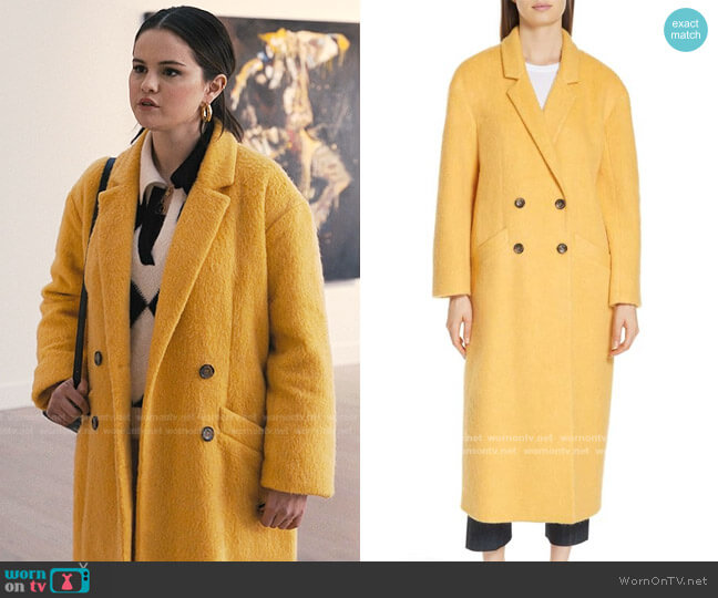 Cinq a Sept Maya Long Double-Breasted Coat worn by Mabel Mora (Selena Gomez) on Only Murders in the Building