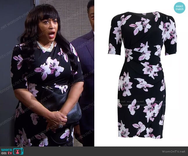 Connected Floral-Print Sheath Dress worn by Paulina Price (Jackée Harry) on Days of our Lives