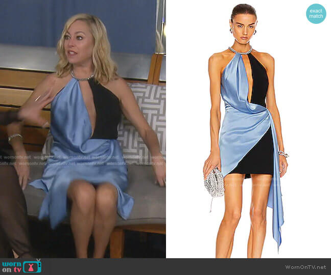 Davind Koma Crystal Tube Halter Wrap Dress worn by Sutton Stracke on The Real Housewives of Beverly Hills