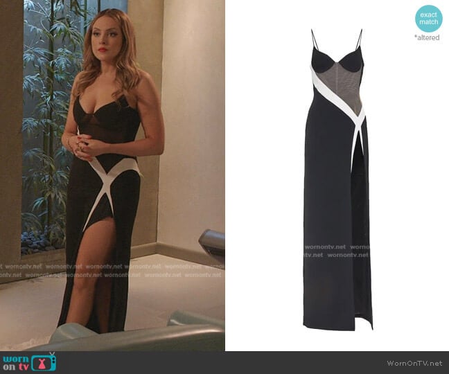 David Koma Tulle-Paneled Cady Gown worn by Fallon Carrington (Elizabeth Gillies) on Dynasty