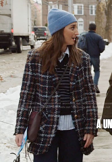 Dawn’s plaid tweed coat on Girls5eva