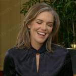Diane’s navy keyhole blouse on The Young and the Restless