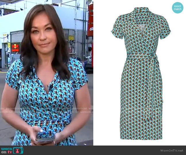 Diane von Furstenberg Printed Wrap Dress worn by Eva Pilgrim on Good Morning America