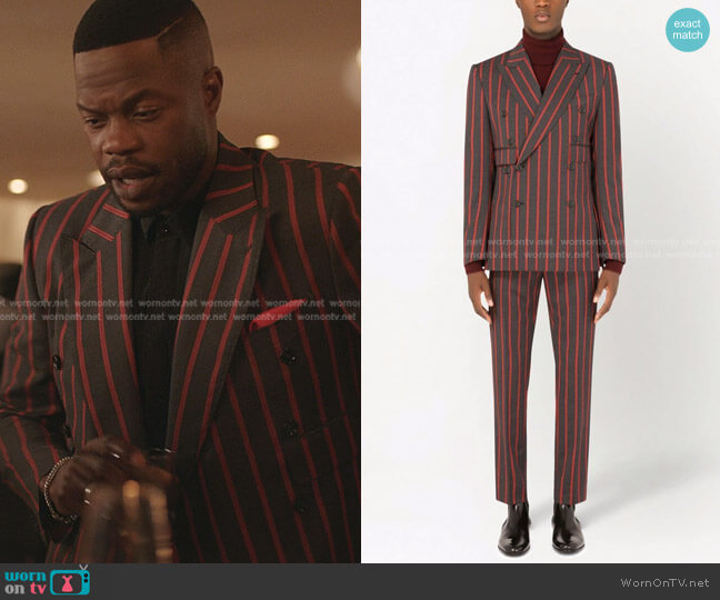 Dolce & Gabbana Double-Breasted Pinstripe Wool Suit worn by Jeff Colby (Sam Adegoke) on Dynasty