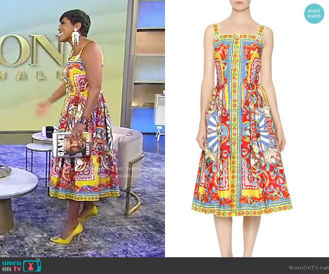 Dolce and Gabbana Sleeveless Carretto-Print Dress worn by Tamron Hall on Tamron Hall Show